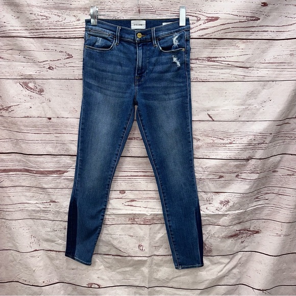 Frame Le High Jazz Distressed Skinny Jeans Size 27 - Picture 2 of 6